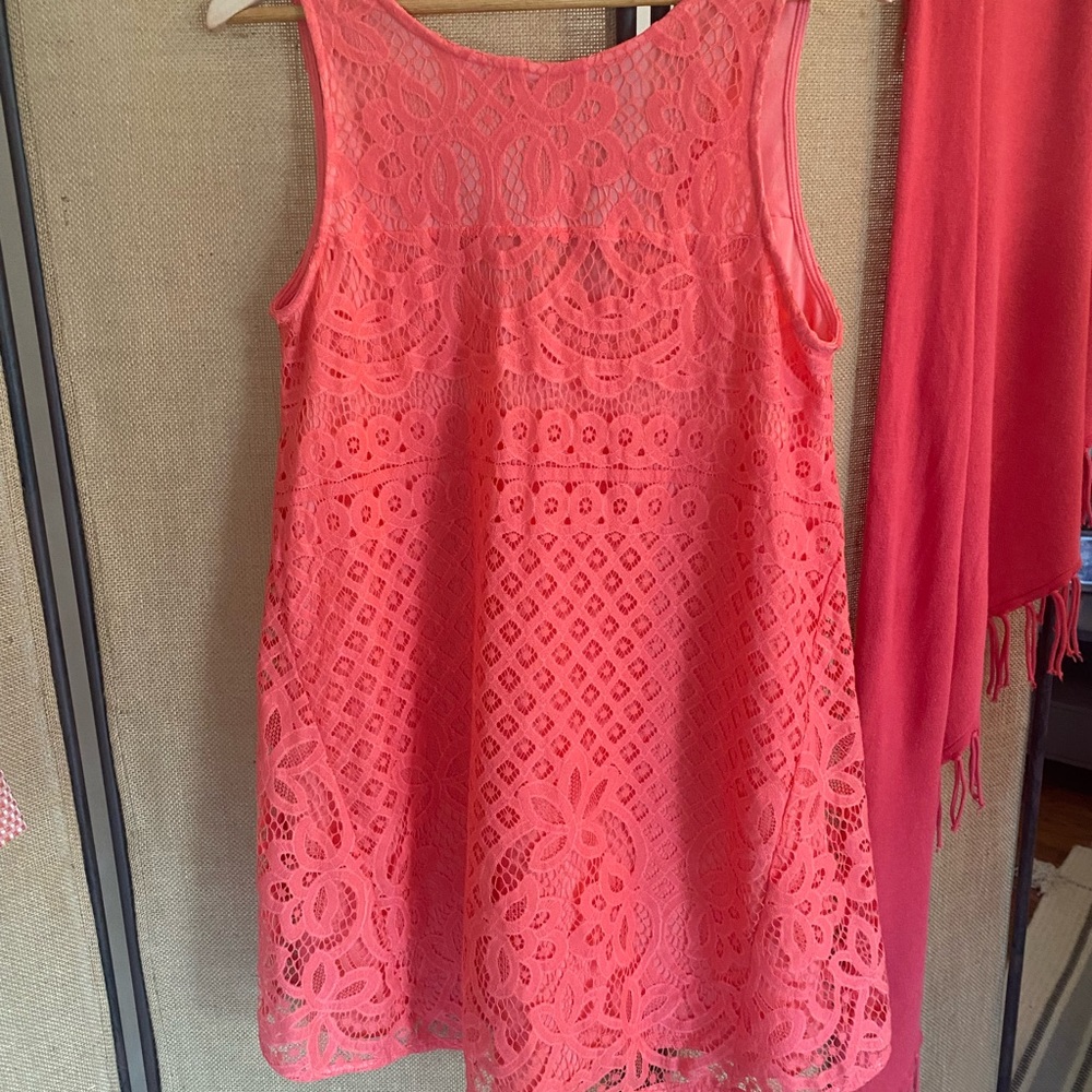 Altar’d State coral lace overlay dress